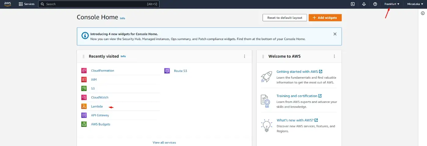 AWS Console Home