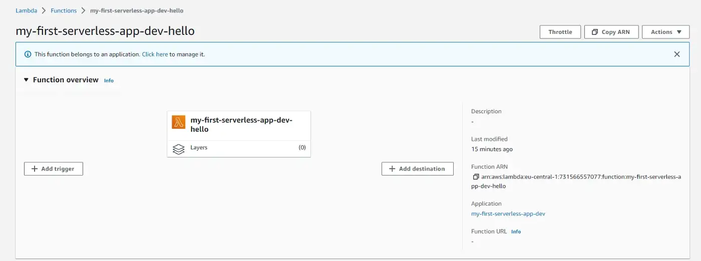 Lambda Function Screen