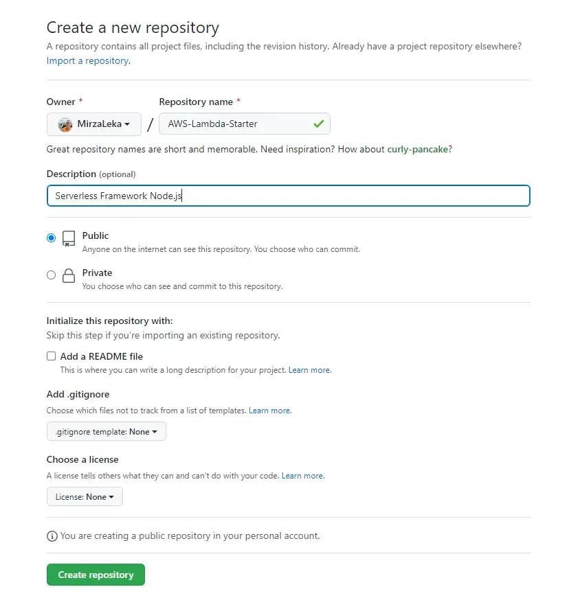 Create New Repository