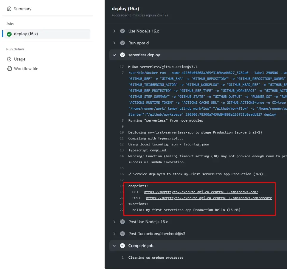 API Endpoints from Deployment
