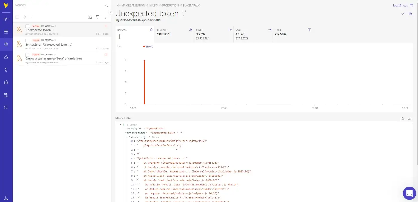 Dashbird Errors