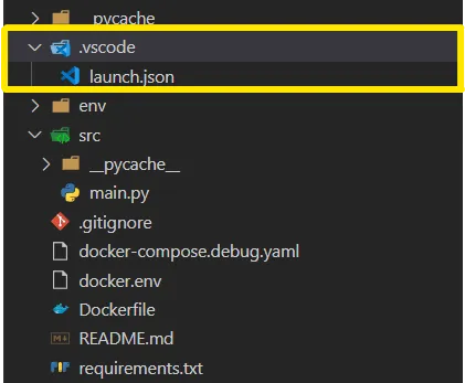 launch.json file inside our .vscode configuration folder