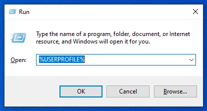Getting the %USERPROFILE% folder through Run