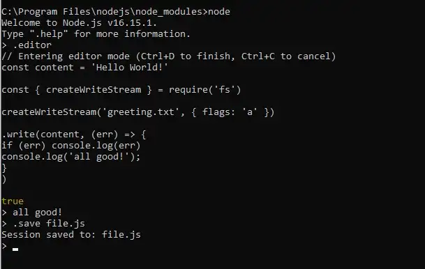 Save the REPL session in a local file